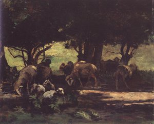 Troupeau de moutons - Gyula Agghazy